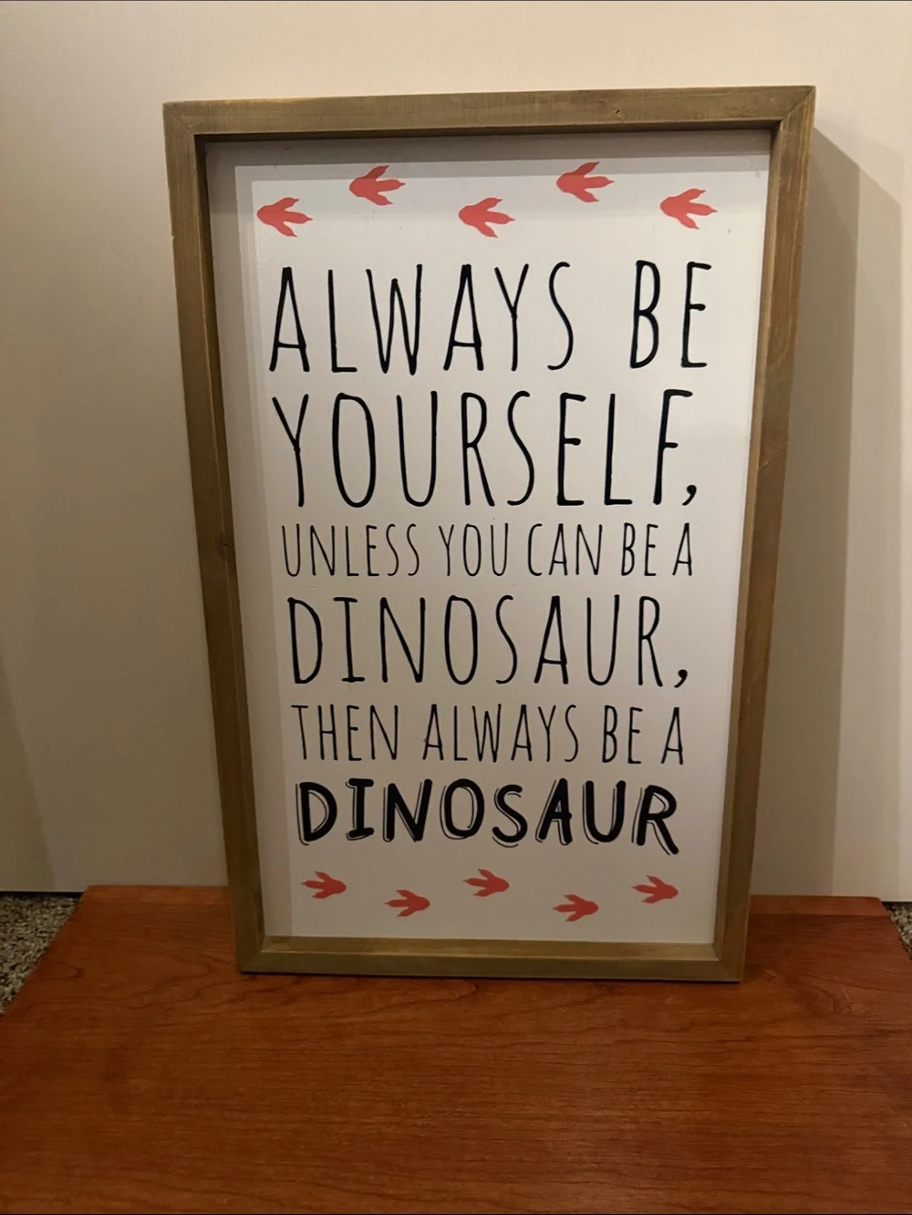 Hobby Lobby Framed Dino Quote Wall Art - White & Coral